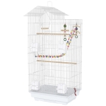 PawHut 39" Bird Cage for Budgie, Cockatiel, Conure, Small Birds, with Ladder, Swing, Toys, Perches, Tray, Feeding Bowls, Handle