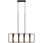 HOMCOM Farmhouse Kitchen Island Lighting, Linear Pendant Light with 4 Rotatable Frames and Adjustable Height, Walnut