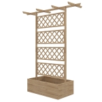 Outsunny Wooden Planter with Trellis Privacy Screen, Raised Garden Bed to Grow Vegetables, Herbs and Flowers, Natural