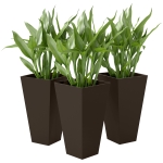 Outsunny 28" Tall Garden Plastic Planters, Outdoor and Indoor Flower Pots, Set of 3 for Entryway, Patio, Yard, Brown