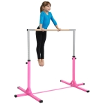 Soozier Professional Gymnastics Bar for Kids, Toddler Home Gymnastics Equipment with 13-level Adjustable Height, Pink