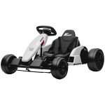 Qaba 24V Electric Go Kart with Dual 150W Motors, Adjustable Seat & 11.2MPH High Speed, Slow Start, 5-Point Harness, White