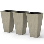 Outsunny Tall Planters for Outdoor Plants Set of 3, 28 In Taper Planters with Drainage Holes, Indoor Grande Plant Pots, Front Porch Decor, Grey