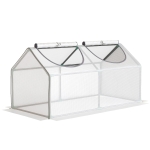 Outsunny Portable Mini Tunnel Greenhouse Garden Warm House with 2 Windows Steel Frame PE Cover, 47" x 24" x 24", White