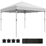 Outsunny 10' x 10' Pop Up Canopy with Sidewalls, Roller Bag, Height Adjustable Instant Tent for Outdoor, Garden, Patio, White