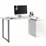 HOMCOM 47" Computer Desk Writing Table Workstation with Multi-Use Reversible File Drawers Metal Frame Home Office Furniture, White