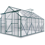 Outsunny Aluminium Greenhouse Polycarbonate Walk-in Garden Greenhouse Kit with Adjustable Roof Vent, 8 x 12ft, Green