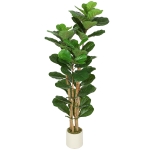 HOMCOM 5FT Artificial Fiddle Leaf Fig Tree, Fake Potted Tree with Solid Wood Trunks for Indoor Decor, Green