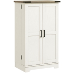 HOMCOM Farmhouse Kitchen Pantry Storage Cabinet, Kitchen Pantry Cabinet with Doors and Adjustable Shelves, Cream White