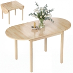 HOMCOM 55" Wood Kitchen Table, Drop Leaf Tables for Small Spaces, Natural