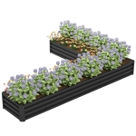 Outsunny L-Shaped Raised Garden Bed, 82" x 109" x 12" Galvanized Steel Planter Box with Multi-reinforced Rods for Vegetables, Flowers and Herbs, Black