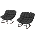 Outsunny Outdoor Rocking Chair Patio Set of 2, Oversized Rocking Papasan Chairs with Cushions for Garden Porch, 265 lbs., Black