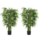HOMCOM 4.6FT Artificial Bamboo Tree Set of 2, Decorative Faux Plant in Nursery Pot, Faux Tree for Home Indoor Decor