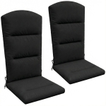 Outsunny Patio Chair Cushion for Adirondack Chairs Replacement Cushion with Back and Ties, Black