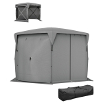 Outsunny 11 x 11ft Pop Up Gazebo Screen Tent with Removable Roof Cover, Roll-up Wind Panels for Camping, Backyard, Dark Gray