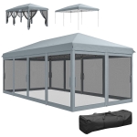 Outsunny 10' x 20' Pop Up Canopy Tent Gazebo with Removable Mesh Sidewall Netting, Carry Bag for Backyard Patio Outdoor, Grey