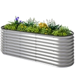 Outsunny Galvanized Raised Garden Bed, 6 x 2 x 2 ft Modular Metal Garden Beds with Rubber Strip Edging, Silver