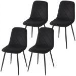 HOMCOM Modern Dining Chairs Set of 4, Upholstered Velvet Kitchen Chairs with Steel Legs, for Dining Room, Living Room, Black