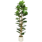HOMCOM 6FT Artificial Fiddle Leaf Fig Tree, Fake Potted Tree with Solid Wood Trunks and Lifelike Leaves for Indoor Decor, Green