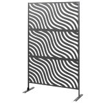 Outsunny Metal Outdoor Privacy Screen, Freestanding Outdoor Divider with Stand, 78" x 48", Black