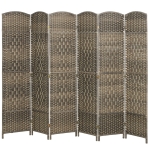 HOMCOM Folding Room Divider Screen 6 Panel 6' Tall Privacy Screen Freestanding Wood Partition for Home Office, Dark Rustic Oak