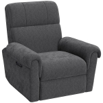 HOMCOM Power Recliner Chair, Fabric Upholstered Recliner Chair with USB Ports, Swivel and Rocking Function, Footrest, Dark Grey