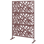 Outsunny Metal Outdoor Privacy Screen, Freestanding Outdoor Divider with Stand, 78" x 48", Dark Brown