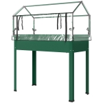 Outsunny Elevated Garden Box with Greenhouse Cover, Raised Garden Bed with Legs and Drainage Hole for Vegetables, Green