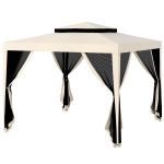 Outsunny 10' x 10' Outdoor Canopy Tent Party Tent with Mesh Netting and Double Tier Roof for Backyard, Garden, Patio, Beige