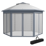 Outsunny 13' x 13' Pop Up Canopy Tent with Netting and Carry Bag, Instant Sun Shelter, Grey