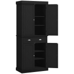 HOMCOM 72" Tall Pantry Cabinet, Kitchen Storage Cabinet with 4 Doors, Drawer and 2 Adjustable Shelves, Black Wood Grain