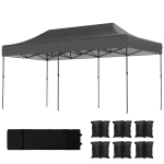 Outsunny 10 x 20 ft Pop Up Canopy Tent, Heavy Duty UPF50+ Outdoor Portable Instant Canopy Shelter with Wheeled Bag, Dark Gray