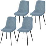 HOMCOM Dining Chairs Set of 4, Upholstered Dining Room Chairs with Steel Legs, Modern Kitchen Chair for Dining Room, Light Blue