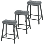 HOMCOM Set of 3 Bar Stools, Velvet Upholstered Counter Stools with Curved Seat and Footrest for Kitchen Island, Grey
