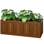 Outsunny Foldable Elevated Planter Box, Wooden Raised Garden Bed for Backyard Patio to Grow Vegetables Herbs Flowers, Carbonized