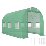 Outsunny 11.5' x 6.6' x 6.6' Walk-in Tunnel Greenhouse Garden Plant Seed Growing Warm House Outdoor Hot House w/ Roll Up Door, Windows, PE Cover Green