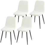 HOMCOM Dining Chairs Set of 4, Upholstered Dining Room Chairs with Steel Legs, Modern Kitchen Chair for Dining Room, Cream