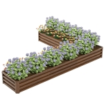 Outsunny L-Shaped Raised Garden Bed, 82" x 109" x 12" Galvanized Steel Planter Box with Multi-reinforced Rods for Vegetables, Flowers and Herbs, Dark Brown Wood Effect