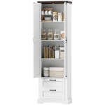 HOMCOM 71" Tall Kitchen Pantry Cabinet, Farmhouse Kitchen Storage Cabinet with 2 Drawer and Adjustable Shelves, White