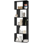 HOMCOM 5-Tier Geometric Bookshelf, S Shaped Bookcase, Modern Freestanding Display Shelf Unit for Home Office, Black