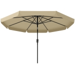 Outsunny 10 ft Patio Umbrella with Push Button Tilt and Crank, Outdoor Market Table Umbrella Parasol, Khaki