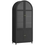 HOMCOM Arched Kitchen Pantry Cabinet, 71" Tall Farmhouse Kitchen Storage Cabinet with Acrylic Glass Doors, Black