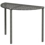 Outsunny Half Round Side Table, PE Rattan Coffee Table with Metal Frame for Patio, Garden, Balcony, Grey