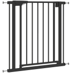 PawHut Baby Gate, Pet Safety Gate Pressure Fit, 30"-32" Wide with Two-Way Open, Auto-Close for Stair, Doorways, Hallways, Black