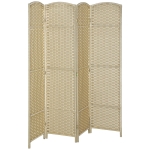 HOMCOM Folding Room Divider Screen 4 Panel 5.6 ' Tall Privacy Screen Freestanding Room Partition for Home Office, Beige