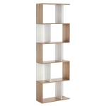 HOMCOM 5-Tier Geometric Bookcase Display Shelf Storage Shelf Modern Room Divider Living Room Home Office Furniture, White