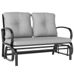 Outsunny 2-Person Outdoor Glider Chair, Patio Double Rocking Loveseat with Steel Frame and Cushions for Backyard, Garden and Porch, Grey