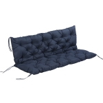 Outsunny Porch Swing Cushion Garden Bench Cushion with Backrest, Non-Slip 3-Seater Soft Pad, Dark Blue