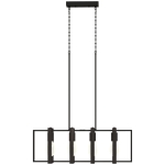 HOMCOM Farmhouse Kitchen Island Lighting, Linear Pendant Light with 4 Rotatable Frames and Adjustable Height, Black