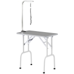 PawHut Foldable Pet Grooming Table for Dogs Cats with Adjustable Arm, Non-slip Surface, Grey
